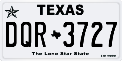 TX license plate DQR3727
