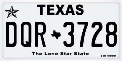 TX license plate DQR3728