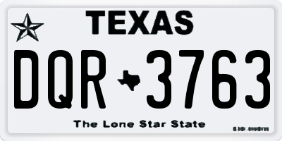 TX license plate DQR3763