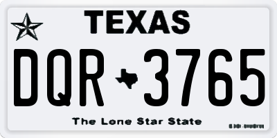 TX license plate DQR3765