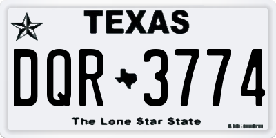 TX license plate DQR3774
