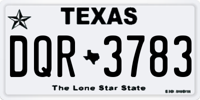 TX license plate DQR3783