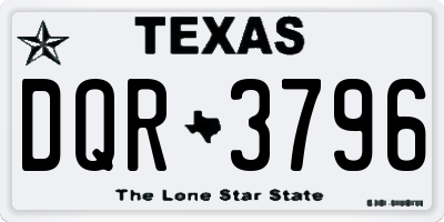 TX license plate DQR3796