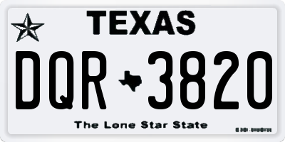 TX license plate DQR3820