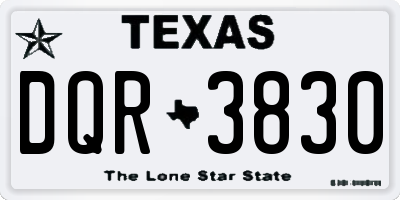 TX license plate DQR3830