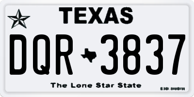 TX license plate DQR3837
