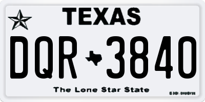 TX license plate DQR3840