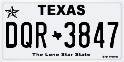 TX license plate DQR3847