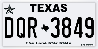TX license plate DQR3849
