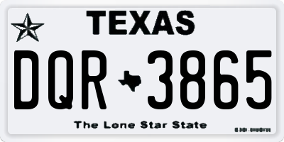 TX license plate DQR3865