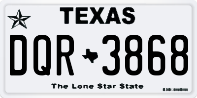 TX license plate DQR3868