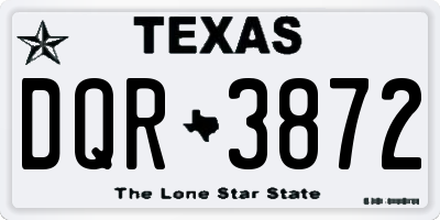 TX license plate DQR3872