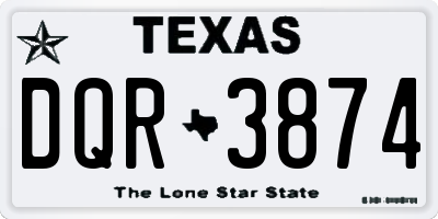 TX license plate DQR3874