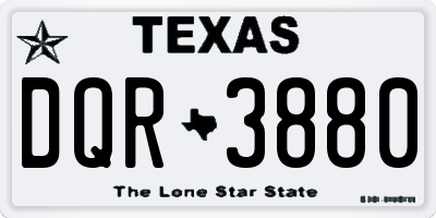 TX license plate DQR3880