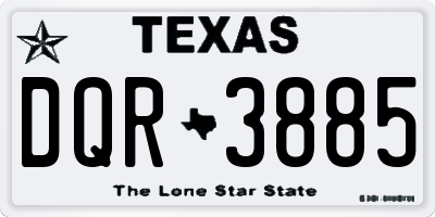 TX license plate DQR3885