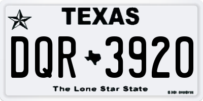 TX license plate DQR3920