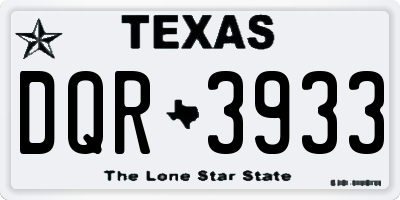 TX license plate DQR3933