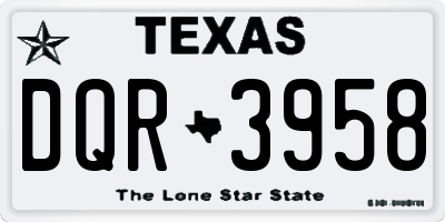 TX license plate DQR3958