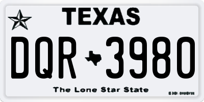 TX license plate DQR3980