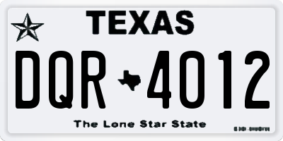 TX license plate DQR4012