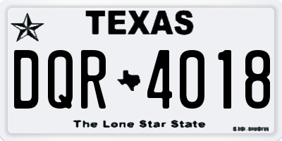 TX license plate DQR4018