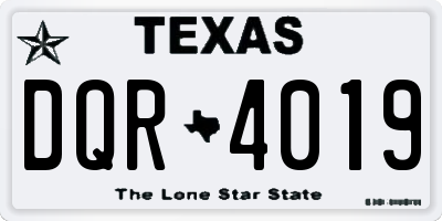 TX license plate DQR4019
