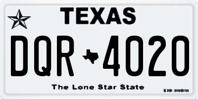 TX license plate DQR4020