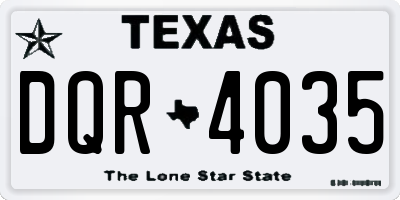 TX license plate DQR4035