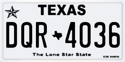 TX license plate DQR4036