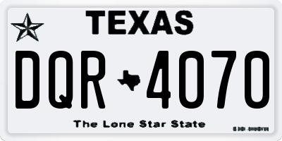 TX license plate DQR4070