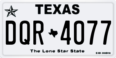 TX license plate DQR4077