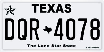 TX license plate DQR4078