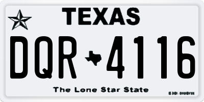 TX license plate DQR4116