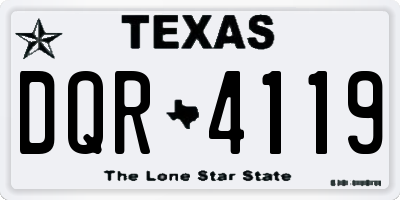 TX license plate DQR4119