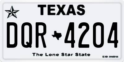 TX license plate DQR4204