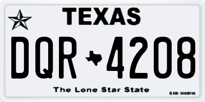 TX license plate DQR4208