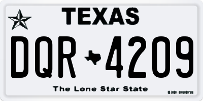 TX license plate DQR4209