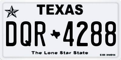 TX license plate DQR4288