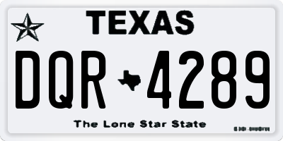 TX license plate DQR4289