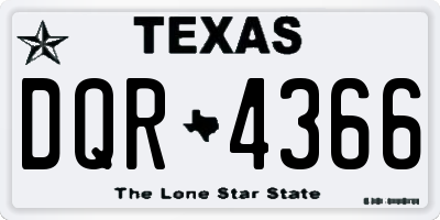 TX license plate DQR4366