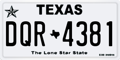 TX license plate DQR4381