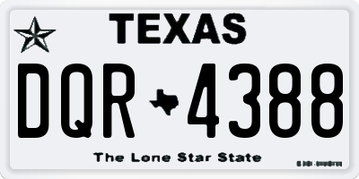 TX license plate DQR4388