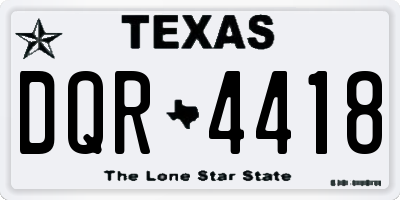 TX license plate DQR4418