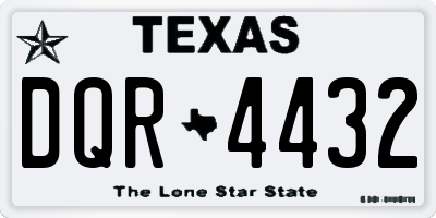 TX license plate DQR4432