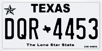 TX license plate DQR4453