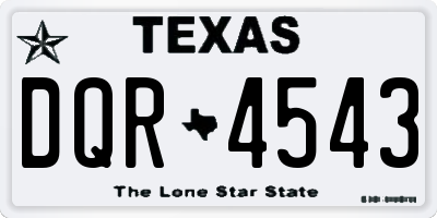 TX license plate DQR4543