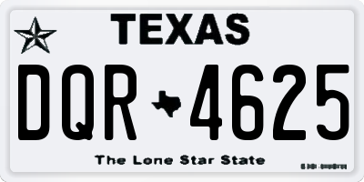 TX license plate DQR4625