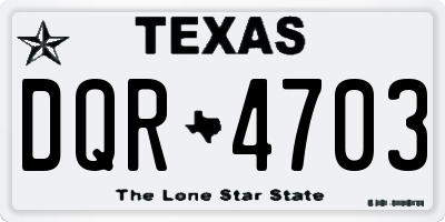 TX license plate DQR4703