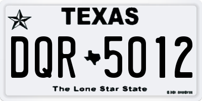 TX license plate DQR5012