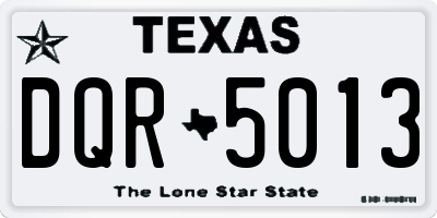 TX license plate DQR5013